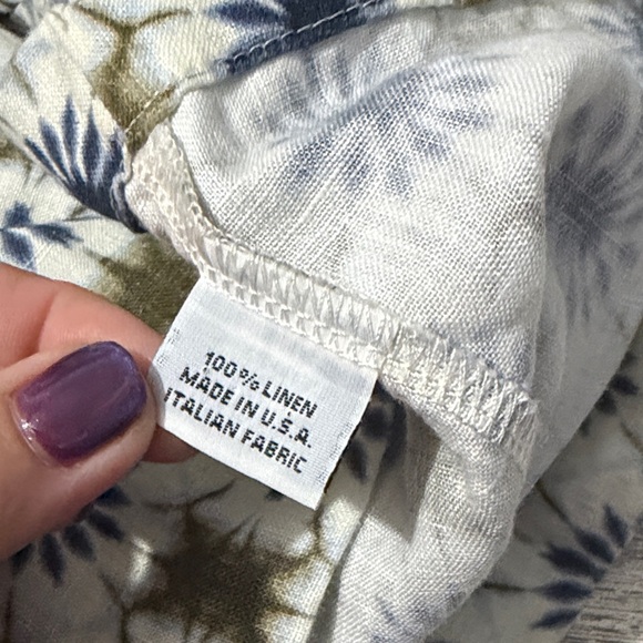 bryn Walker Blue and Brown Starburst Linen Blouse - Picture 8 of 11